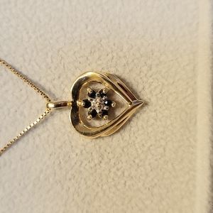 Vintage 10k gold Sapphire Heart Pendant